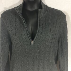 Izod dark gray Medium long sleeved cable knit zipper neck enclosure ribbed c…